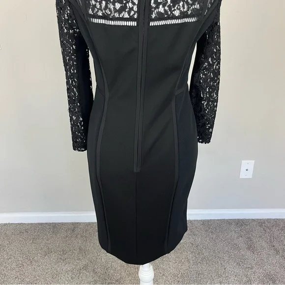 REBECCA TAYLOR BLACK DRESS WITH LACE SLEEVES SIZE 8 - Picture 9 of 12
